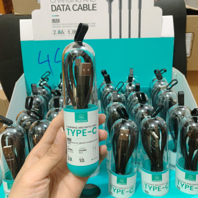 Dây Cáp sạc nhanh và truyền dữ liệu bọc dù USAMS US-SJ449 chuẩn kết nối Type-C dài 1m, hàng chính hãng