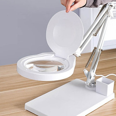 Kính lúp để bàn có đèn TERINO DE-78W (phóng đại 10X và 20X, Led, màu trắng) - Hàng chính hãng
