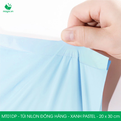 MT01DP - 20x30 cm - Túi nilon gói hàng - 300 túi niêm phong đóng hàng màu xanh pastel
