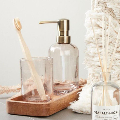 Cốc đựng bàn chải | JYSK Essvik | thủy tinh | trong suốt/xám | DK7xC10 cm