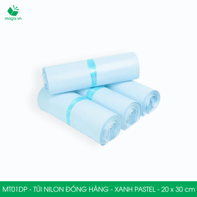MT01DP - 20x30 cm - Túi nilon gói hàng - 300 túi niêm phong đóng hàng màu xanh pastel