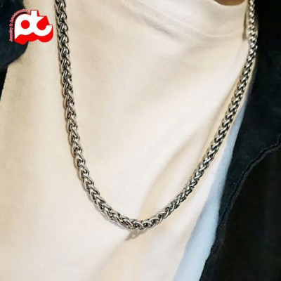 Dây chuyền nam đẹp titan titan thép không gỉ kiểu bông dừa trangsucpt kích cỡ 6mm trắng PTDCNA171