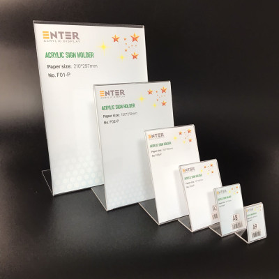 Kệ mica 1 mặt Enter F03-P 100x150mm A6 đứng, Kệ menu chữ L, Khung thông tin sản phẩm, Khung bảng giá, Kệ trưng bày để bàn