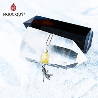 Dây chuyền bạc mặt lu thống thạch anh tóc vàng mệnh thủy, kim - Ngọc Quý