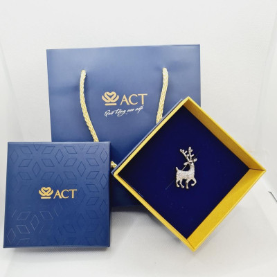 Cài áo hươu đá trắng nhỏ