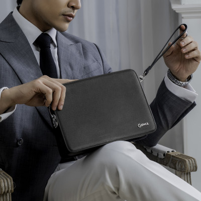 Clutch, Ví Cầm Tay Thời Trang Nam Khóa Số Da Bò Cao Cấp CK14 Đen