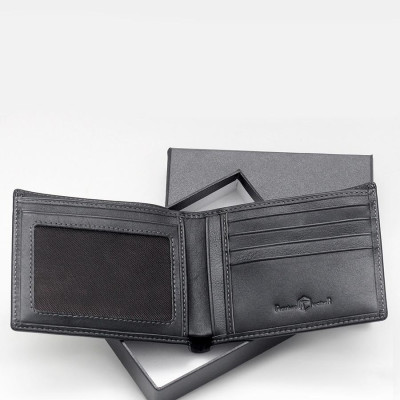 Ví da bò nam cao cấp AT Leather 061 (11.5 x 10.5 cm) - Đen