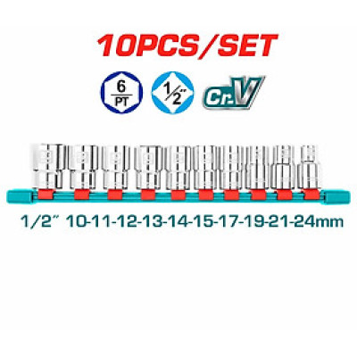 BỘ 10 ĐẦU TUÝP 1/2 INCH TOTAL THT121101 - HÀNG CHÍNH HÃNG