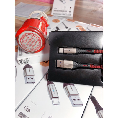 Dây sạc nhanh 3A Hiệu Ham mer ( H-C12-C ), Chân TypeC, Có đèn báo hàng chính hãng