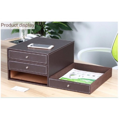 Hộc đựng tài liệu 3 ngăn bằng da cao cấp