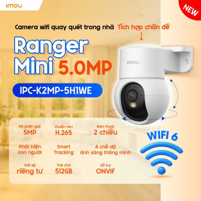 Camera Wifi imou Ranger Mini K2MP 5MP, Quay Quét Trong Nhà, Đàm Thoại 2 Chiều, Màu Ban Đêm - Hàng chính hãng