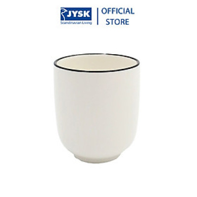 Cốc trà | JYSK nID | sứ trắng bóng viền đen | DK6.7x7.8cm