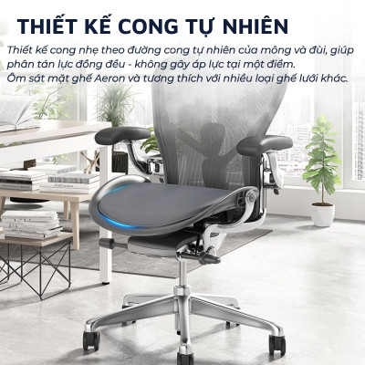 Đệm ngồi cao su non tổ ong và vải tản nhiệt DandiHome cho ghế công thái học