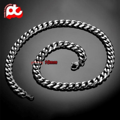 Dây chuyền nam thời trang rẻ đẹp titan lặc xéo cao cấp trangsucpt kích cỡ 10mm màu trắng PTDCNA159