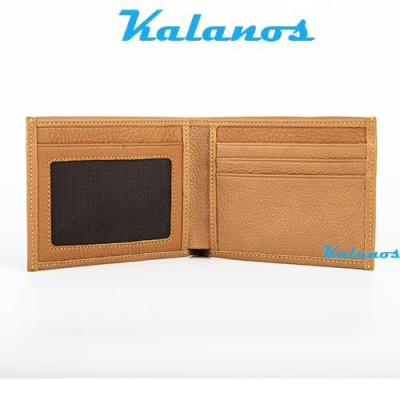Bóp Ví nam da bò cao cấp Kalanos KBN060-Bo, ví da nam rẻ đẹp màu vàng bò, ví nam dáng ngang cao cấp