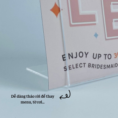 Kệ mica 1 mặt Enter F03-P 100x150mm A6 đứng, Kệ menu chữ L, Khung thông tin sản phẩm, Khung bảng giá, Kệ trưng bày để bàn