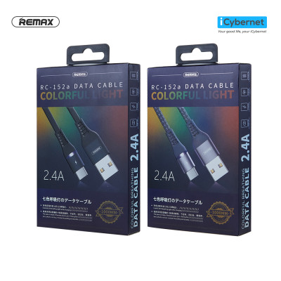 Cáp sạc nhanh 2.4A và truyền dữ liệu chân type-C Remax Colorful Light RC-152a [Hàng chính hãng]
