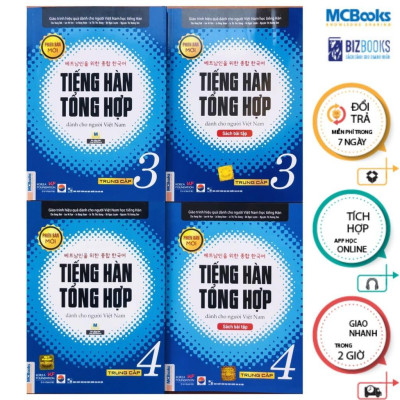 Sách - Tiếng Hàn Tổng Hợp Dành Cho Người Việt Nam - Trung Cấp 3 + 4 - Sách Bài Học + Bài Tập - Bản Màu - Combo 4 Cuốn - MCBooks