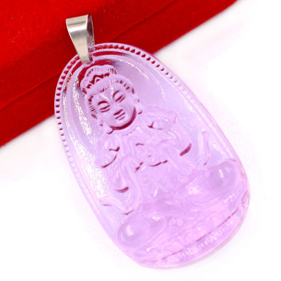 [Tuổi Mùi, Thân] Mặt Dây Chuyền Phật Đại Nhật Như Lai Đá Pha Lê Tím Size Nhỏ 3.6cm & Size Lớn 5cm - Tặng Kèm Móc Inox - Phong Thủy 868 - May Mắn - Bình An