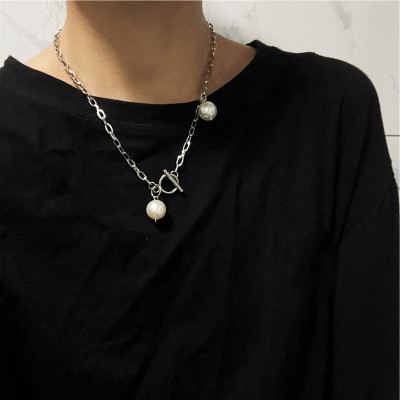 Vòng cổ titan mix ngọc trai thời trang nam nữ