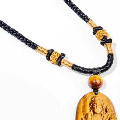 Mặt Dây Chuyền Phổ Hiền Bồ Tát Đá Mắt Hổ (3.6 x 2.3 cm) Ngọc Quý Gemstones