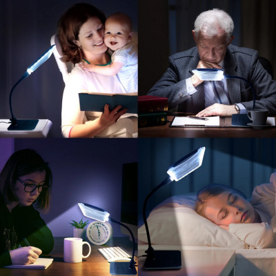 Kính lúp cao cấp để bàn đọc sách, đọc điện thoại Magnipros 1819+CP (4X, có đèn led chống chói và giảm mỏi mắt, có thể để bàn hoặc kẹp bàn)