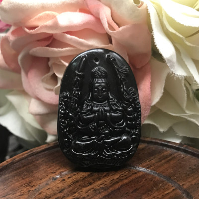 Mặt Dây Chuyền Phật Thiên Thủ Thiên Nhãn Đá Obsidian Ngọc Quý Gemstones TTTNO