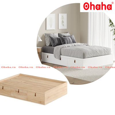 [Miễn phí vận chuyển & lắp đặt] Giường ngủ gỗ chống ẩm hiện đại 3 ngăn kéo cao cấp Ohaha - GC043