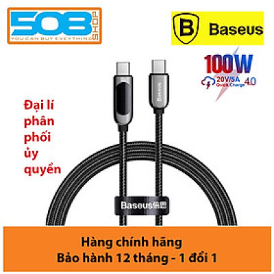 Cáp sạc nhanh Baseus C to C 100W màn led, Cáp sạc nhanh 100W Baseus Display Fast Charging Data Cable Type C to C 100W (20V/5A) - Hàng chính hãng