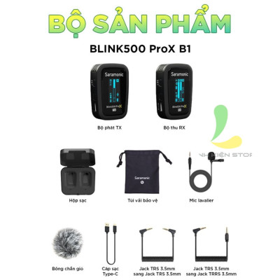 Micro thu âm không dây Saramonic Blink500 ProX B1 - Thiết bị ghi âm dành cho một người công Nghệ 2.4GHz độ trễ 8ms - Hàng chính hãng