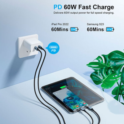 Cáp sạc Choetech XCC-1014/ XCC-1015 nhanh và truyền dữ liệu Type C to Type C 60W  Series- Hàng chính hãng