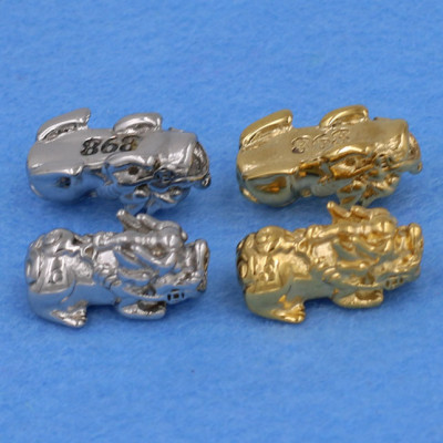 Chuỗi đeo tay đá lam sa 12 ly - cẩn Tỳ Hưu inox vàng VLSTHV12