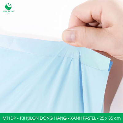 MT1DP - 25x35 cm  - Túi nilon gói hàng - 200 túi niêm phong đóng hàng màu xanh pastel