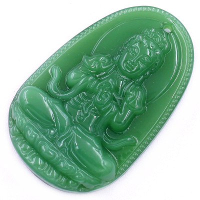 Mặt dây chuyền Phật Đại nhật như lai đá xanh 2.2 x 3.6cm ( size trung ) kèm vòng cổ dây chuyền inox rắn + móc inox, Phật bản mệnh