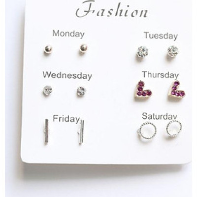Set 6 bông tai ONE WEEK mini thời trang nữ RA002