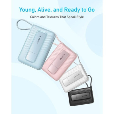 Sạc dự phòng từ tính Anker Zolo 10.000mAh 1 cổng USB-C (tích hợp sẵn cáp)+ Sạc không dây chuẩn Qi, Tối đa 30W- A1685 - Hàng Chính Hãng