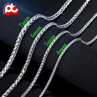 Dây chuyền nam đẹp titan cao cấp thời trang rẻ titan bông dừa trangsucpt kích cỡ 4mm trắng PTDCNA173