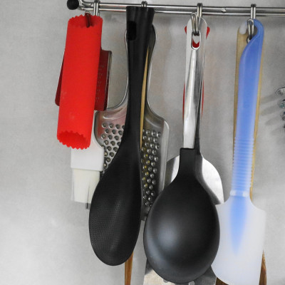 Muôi cơm kháng khuẩn cán dài Echo Metal 25cm màu đen - Nội địa Nhật Bản