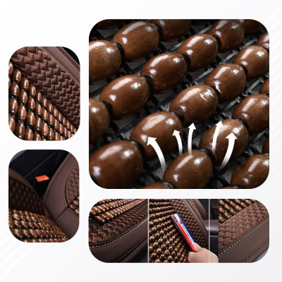 Thảm Lót Ghế Da Kết Hợp Hạt Gỗ Cao Cấp | Thảm Lót Ghế Chất Liệu Da Cao Cấp Kết Hợp Hạt Gỗ Giúp Lưu Thông Máu, Giảm Đau Lưng Khi Ngồi Lái Xe Thời Gian Dài