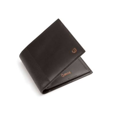 Ví nam Gence dáng ngang da bò Nappa màu đen C16