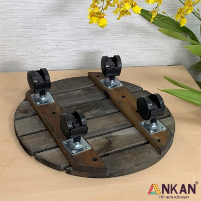 Combo 2 Kệ Để Chậu Cây Có Bánh Xe Tròn Gu Màu Đen Sang Trọng Đường Kính 30cm, Dùng Làm Đôn Chậu Cây Cảnh Tiêu Chuẩn Xuất Khẩu Châu Âu, Thương Hiệu ANKAN