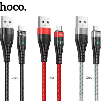 Cáp Sạc Nhanh Hoco Me3 3A Cổng Micro Có Đèn Led - Hàng Chính Hãng
