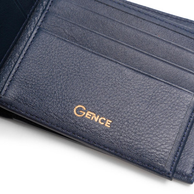 Ví nam Gence dáng ngang da bò Swift màu xanh C18