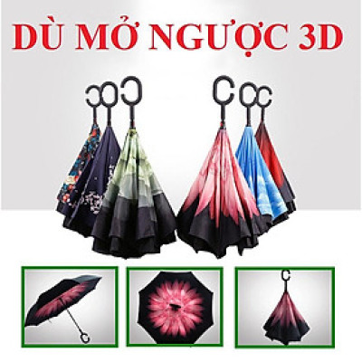 Ô dù mở ngược 3d hàng đẹp ,  ô mở ngược đi ô tô