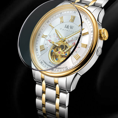 Đồng hồ nam chính hãng IW Carnival IW613G-1,Kính sapphire chống xước,Chống nước 50m,BH 24 tháng,Máy Cơ Automatic nhật bản,dây thép không gỉ 316L,mặt trắng dây trắng vàng lộ cơ 