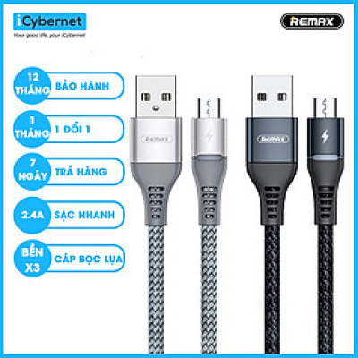 Cáp sạc nhanh 2.4A và truyền dữ liệu cho android Remax Colorful Light RC-152m [Hàng chính hãng]