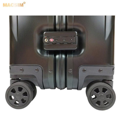 Vali du lịch cao cấp chất liệu hợp kim nhôm nguyên khối MS1307 nhãn hiệu Macsim màu đen cỡ 28inches