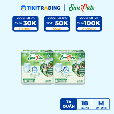 Combo 2 Tã Quần Người Lớn Sunmate Mềm Mại M9 (9 Miếng)