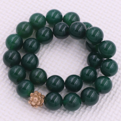 [Mệnh Mộc, Hỏa] Vòng Chuỗi Niệm Phật Đá Thạch Anh Xanh Lá 14 Ly 27 Hạt Charm Hoa Sen Inox, Vòng Chuỗi Phật Giáo, Chuỗi Niệm Phật Hạt To - Phong Thủy 868