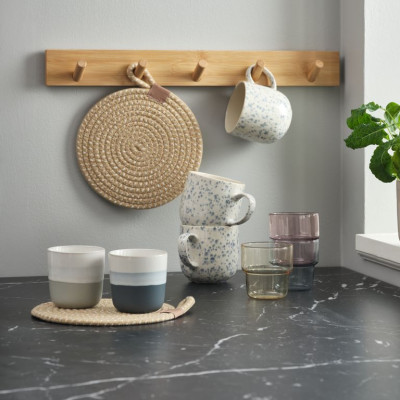 Cốc | JYSK Alf | gốm | xanh/trắng | DK9xC9cm